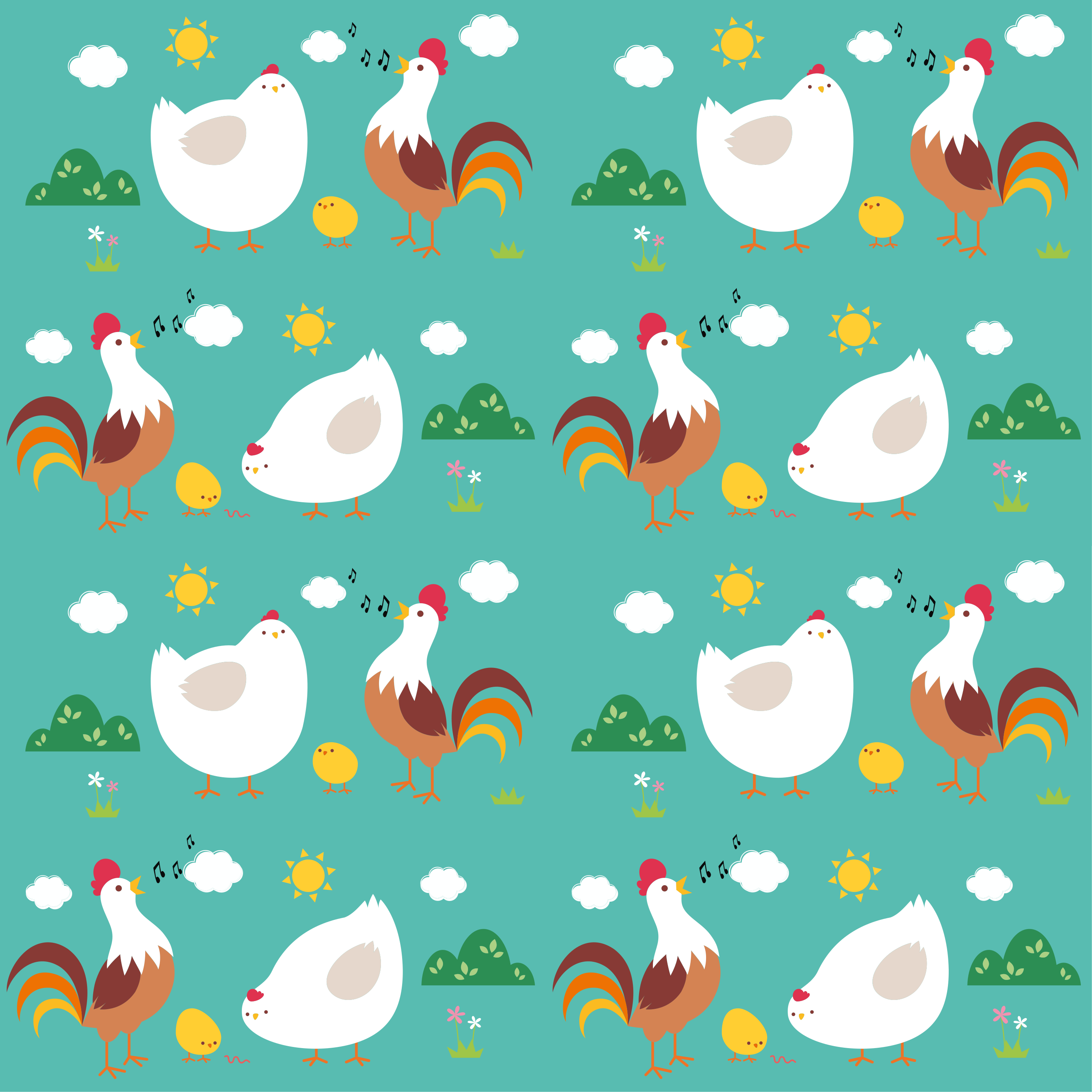 Vinyl teppich tiere mit singendem hahn muster - TenStickers