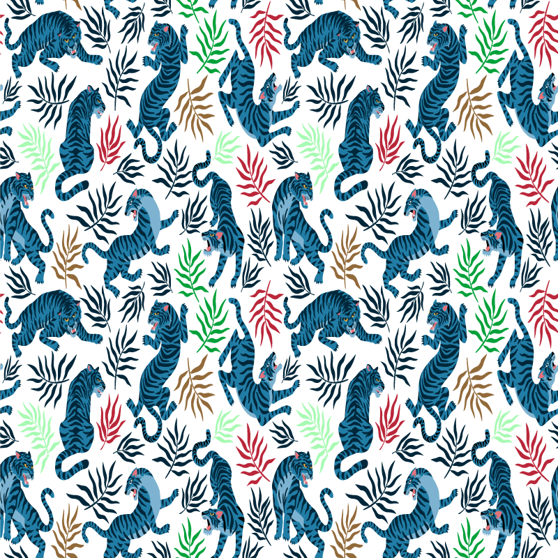 Vinyl teppich tiere mit bunten und gefährlichen leoparden - TenStickers