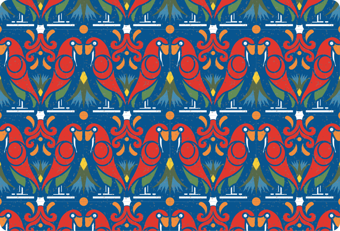Vinyl teppich tiere florales design mit blauem hintergrund - TenStickers