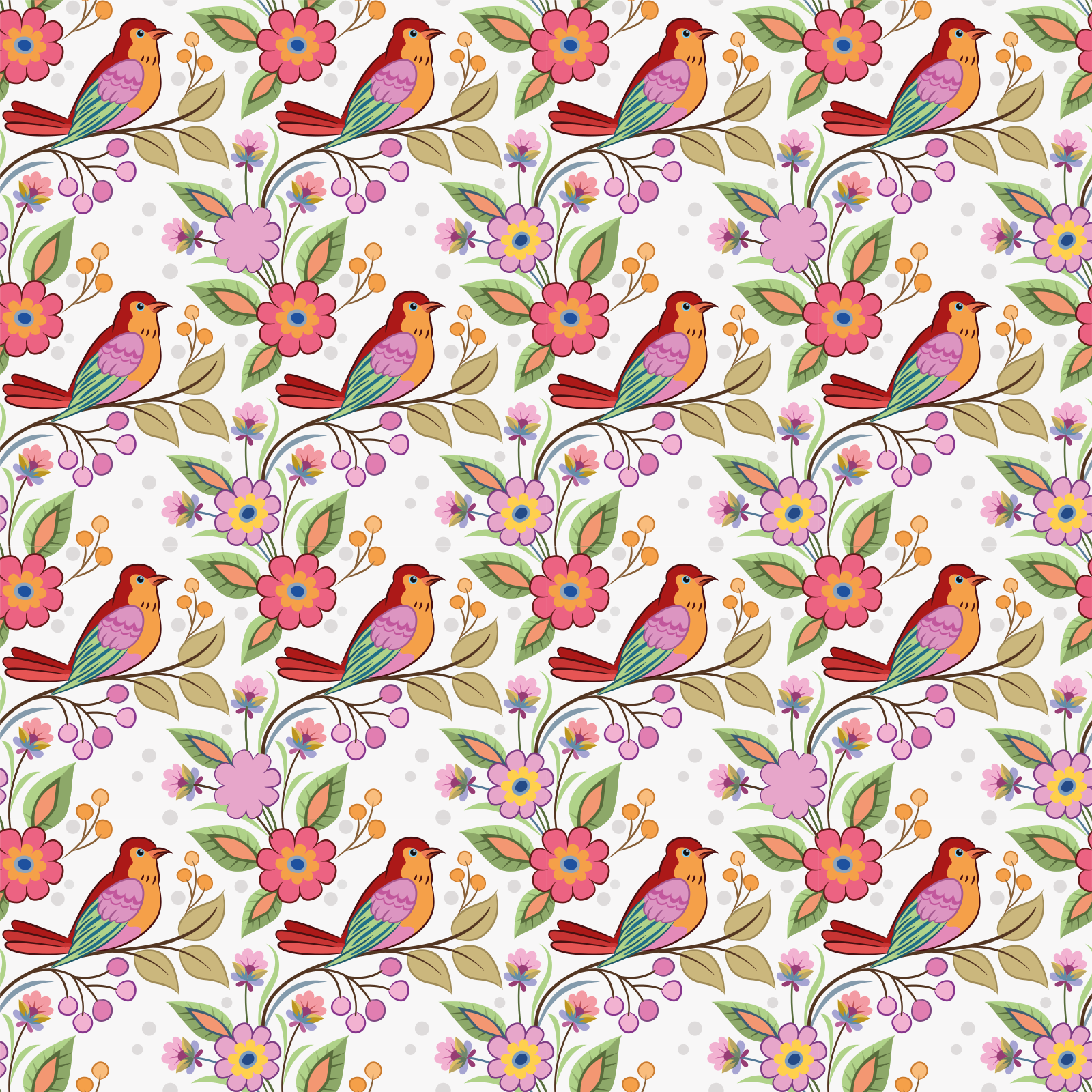 Vinyl teppich tiere roter und orange vogel am baum - TenStickers
