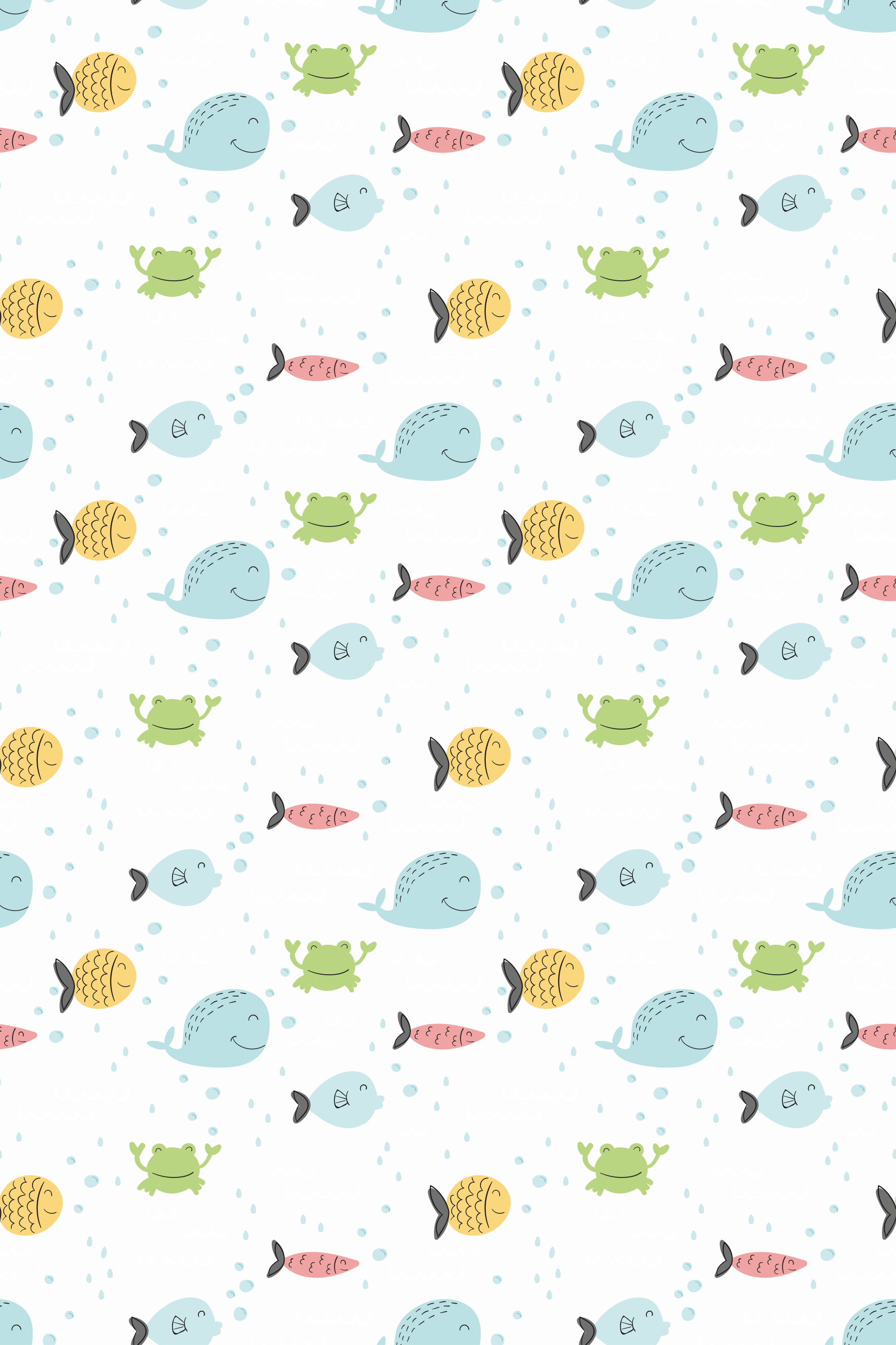 Vinyl teppich tiere mit bunten fischen auf weiß - TenStickers
