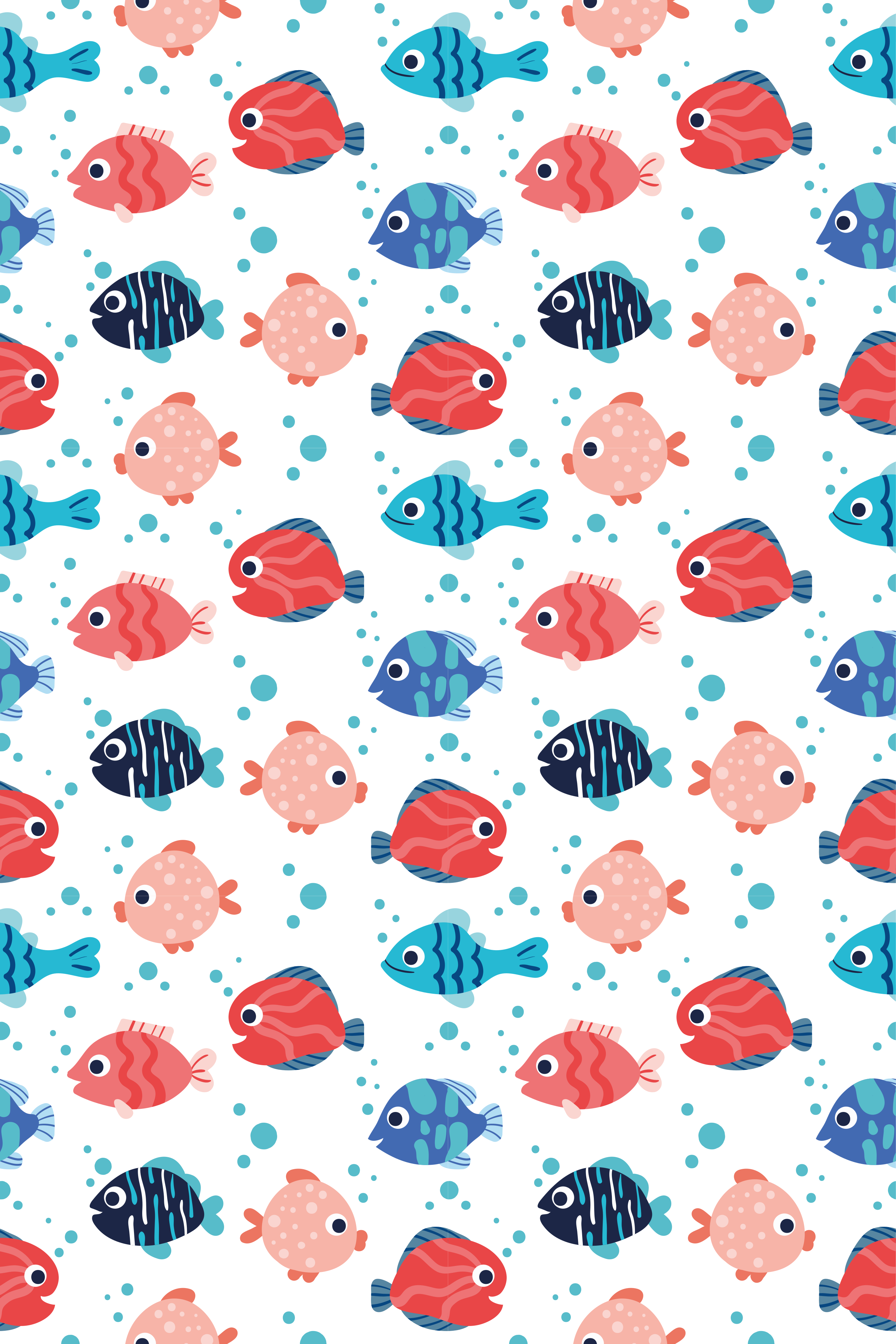 Vinyl teppich tiere in pink und blau fische - TenStickers
