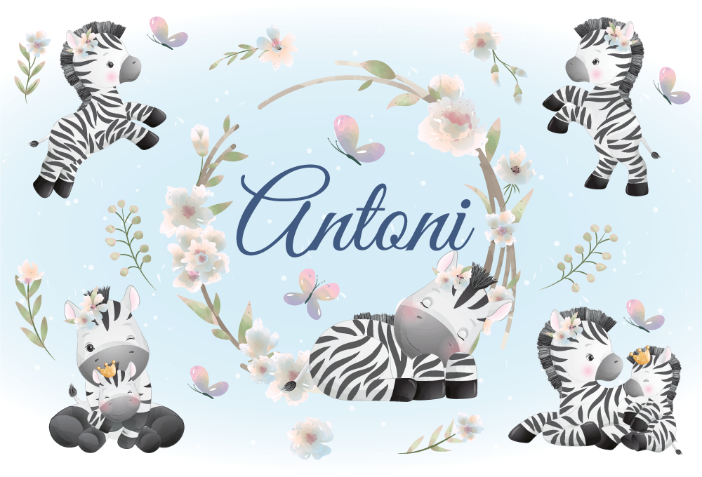 Vinyl teppich tiere mit namen für baby-zebras - TenStickers
