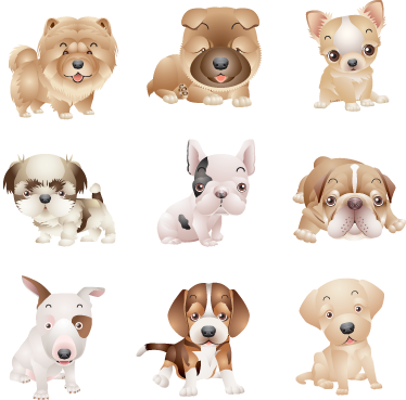 Vinyl teppich tiere mit niedlichen welpen - TenStickers