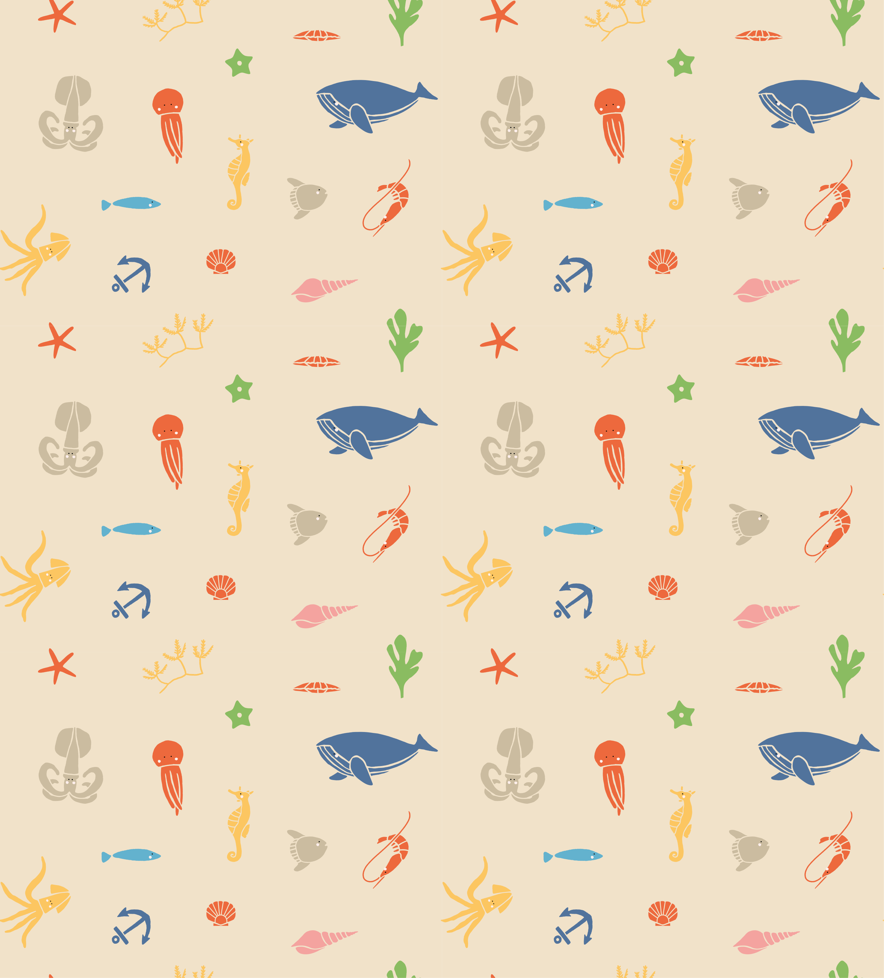 Vinyl teppich tiere mit meerestier-muster - TenStickers