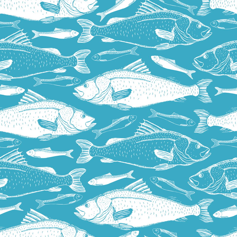 Vinyl teppich tiere mit aquatischem fischmuster - TenStickers