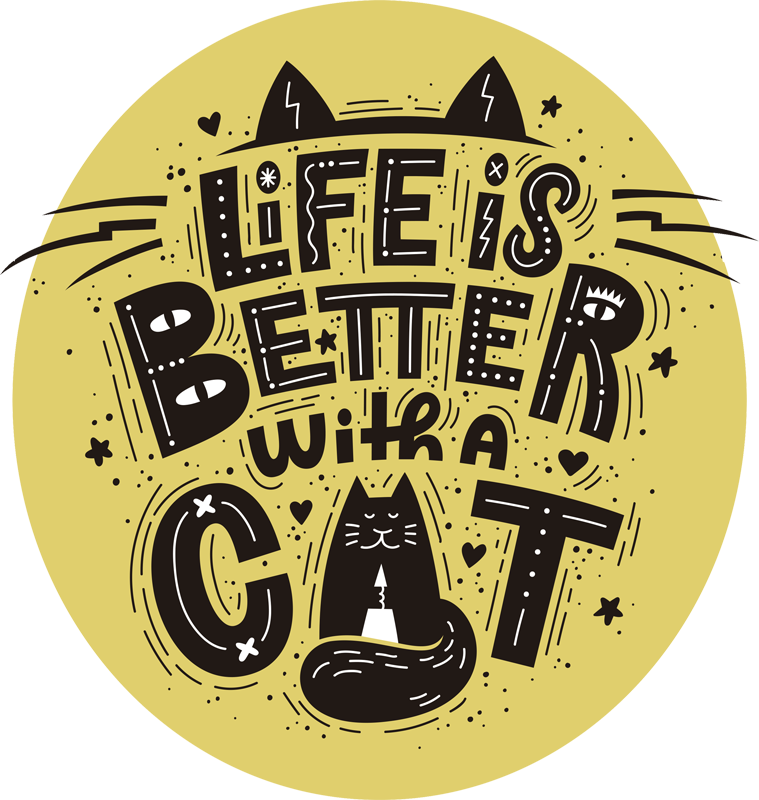 Vinyl teppich tiere leben ist besser mit katze - TenStickers