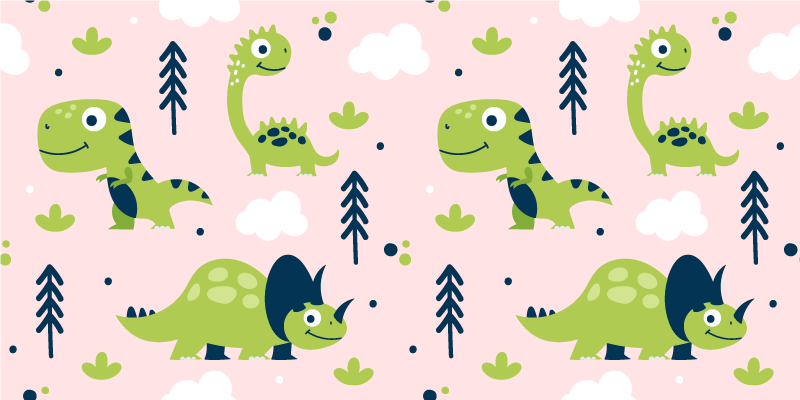 Vinyl teppich tiere im verspielten dinosaurierdesign - TenStickers