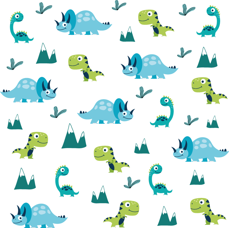 Vinyl teppich tiere mit verspielten dino-mustern - TenStickers