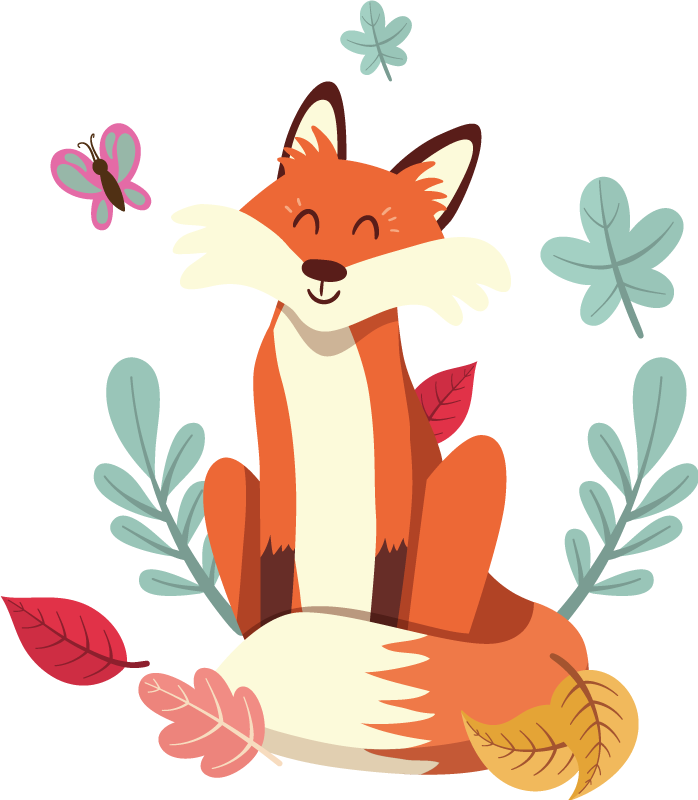 Vinyl teppich tiere mit lächelndem fuchs charakter - TenStickers