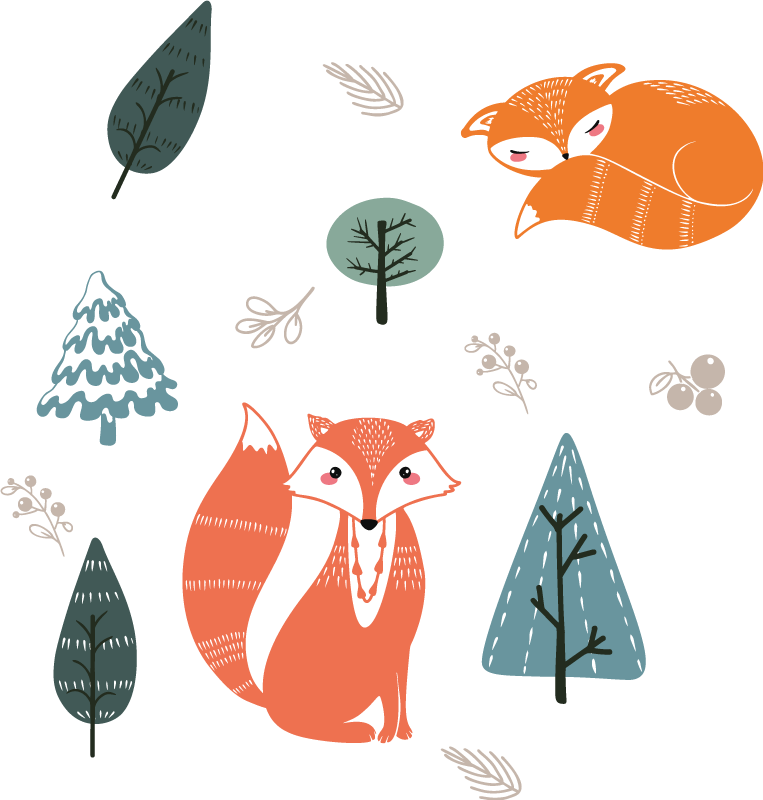 Vinyl teppich tiere mit verspielten fuchsdesigns - TenStickers