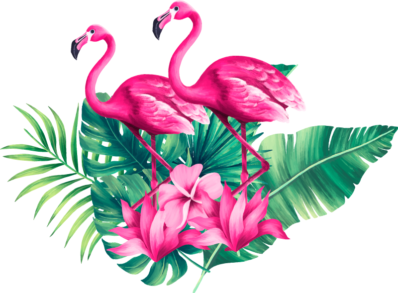 Vinyl teppich tiere flamingos und blattwerk - TenStickers