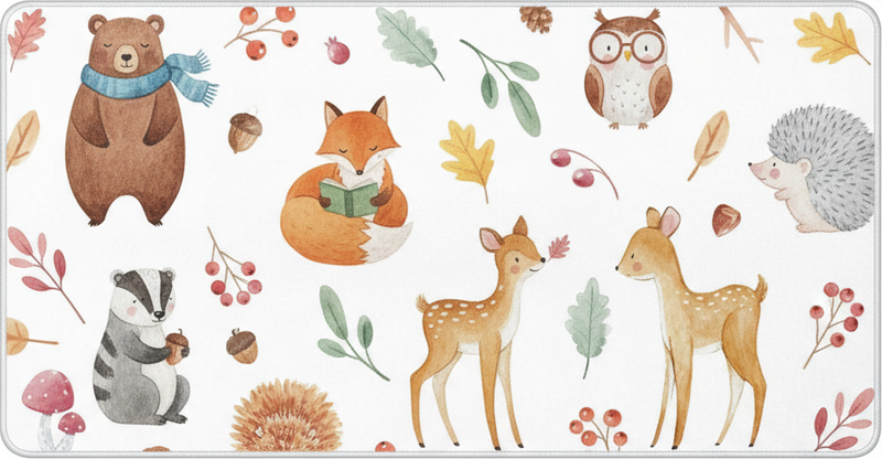 Vinyl teppich küche verspieltes wald-aquarell - TenStickers