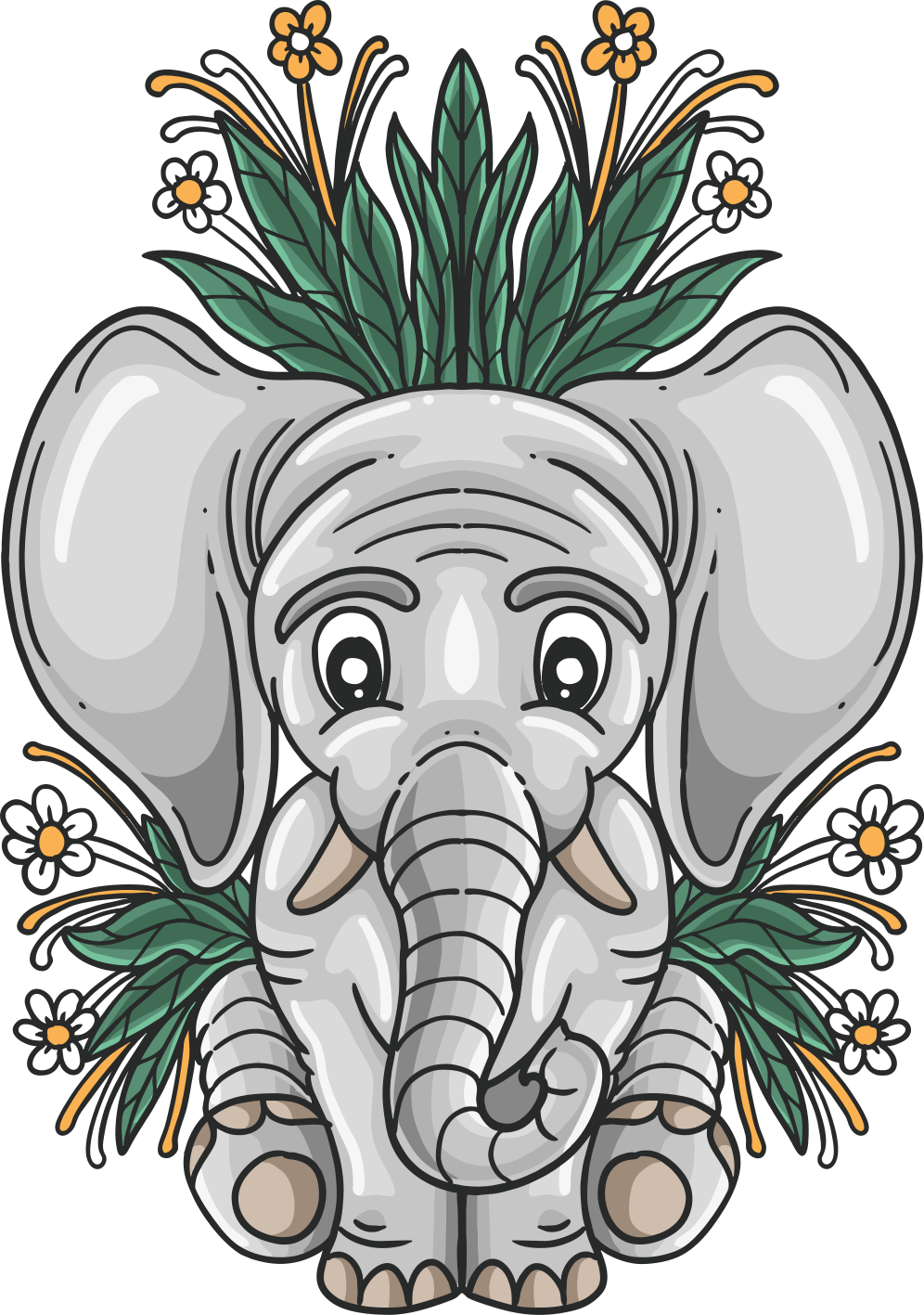 Vinyl teppich tiere mit süßer elefantenillustration - TenStickers