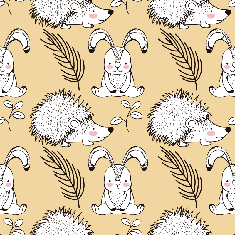 Vinyl teppich tiere mit niedlichen tiermustern - TenStickers