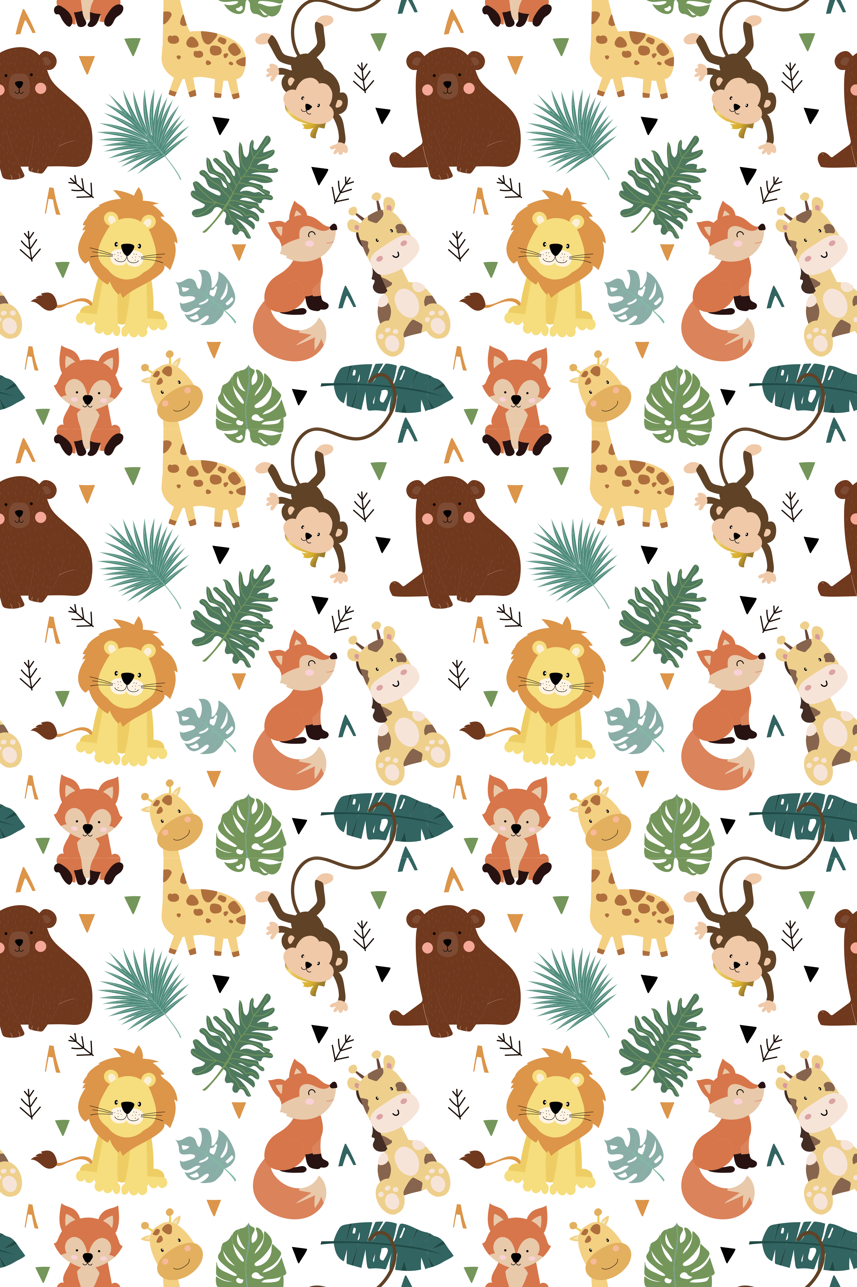 Vinyl teppich tiere mit niedlichen wildtieren und blättern - TenStickers