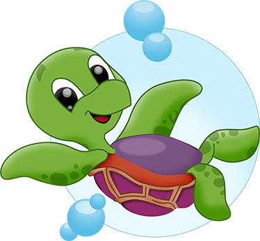 Vinyl teppich tiere baby-schildkröte beim spielen - TenStickers