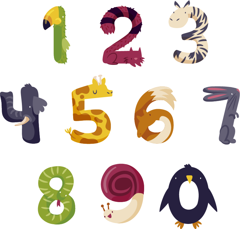 Vinyl teppich tiere mit zahlen und tieren - TenStickers