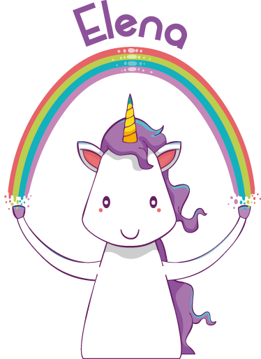 Vinyl teppich tiere einhorn und regenbogen mit namen - TenStickers
