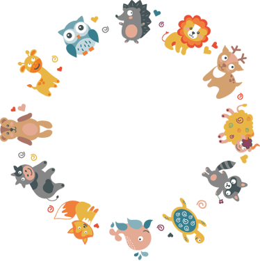 Vinyl teppich tiere mit baby-tieren im kreis - TenStickers