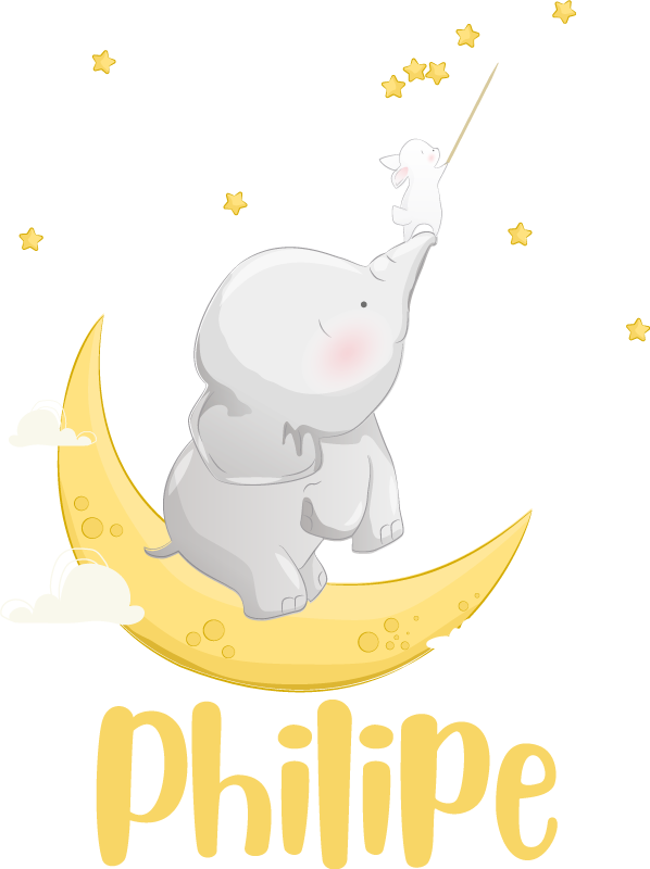 Vinyl teppich tiere mit anpassbarem namen elefant und hase - TenStickers