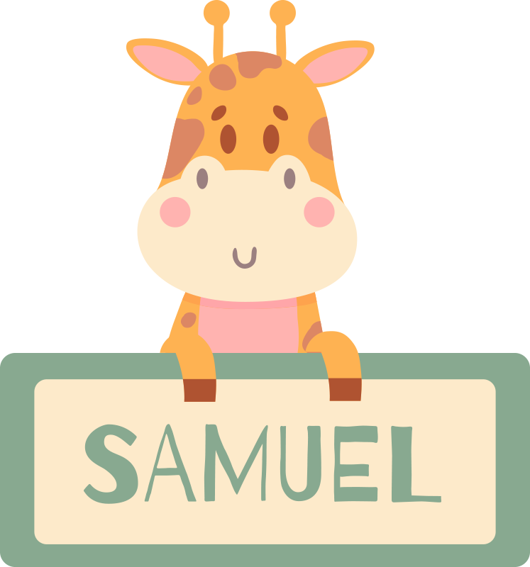 Vinyl teppich tiere giraffenetikett mit namen - TenStickers