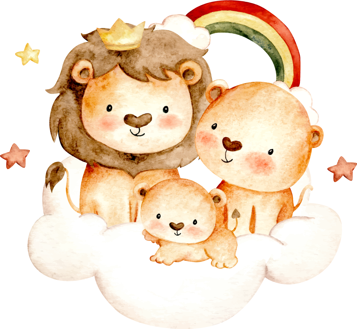 Vinyl teppich tiere mit baby tieren und wolken - TenStickers