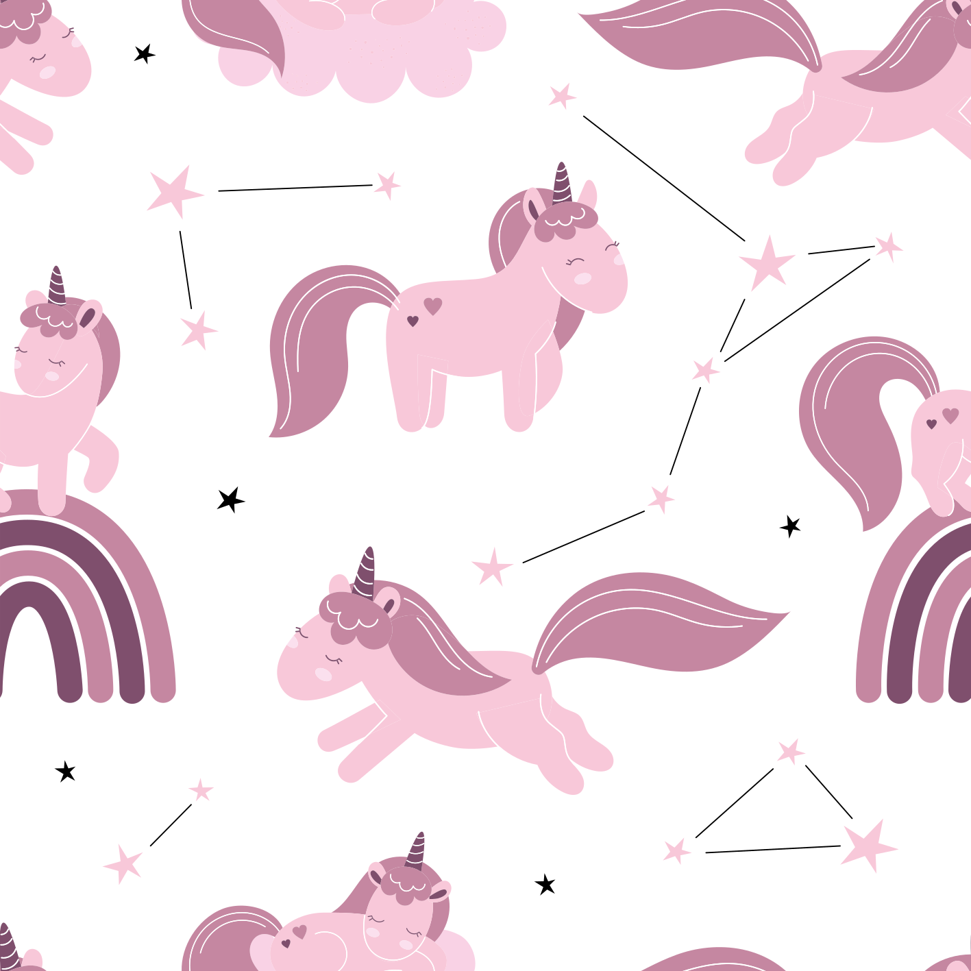 Vinyl teppich tiere einhörner und konstellationen - TenStickers