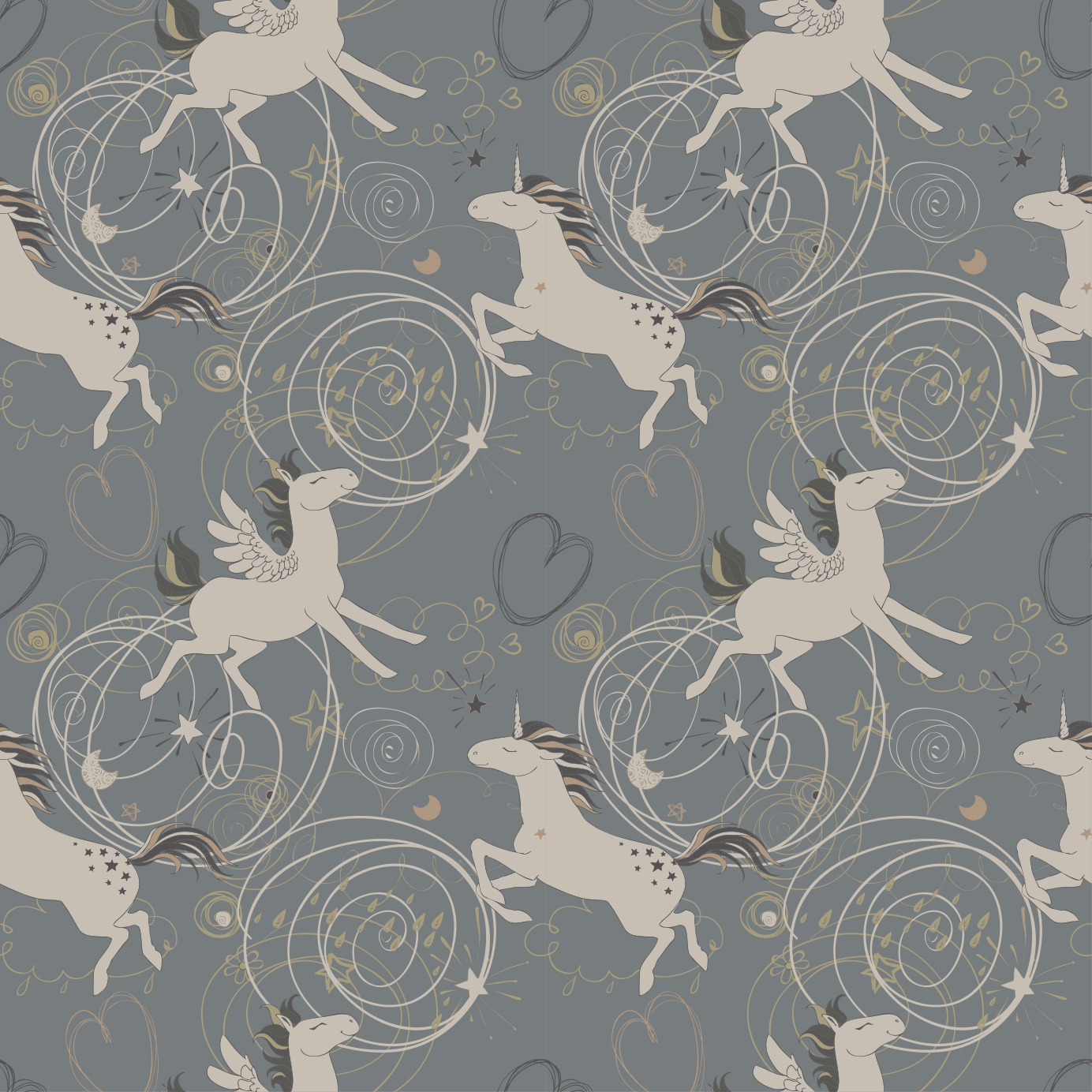 Vinyl teppich tiere pegasus einhörner auf dunkel hintergrund - TenStickers