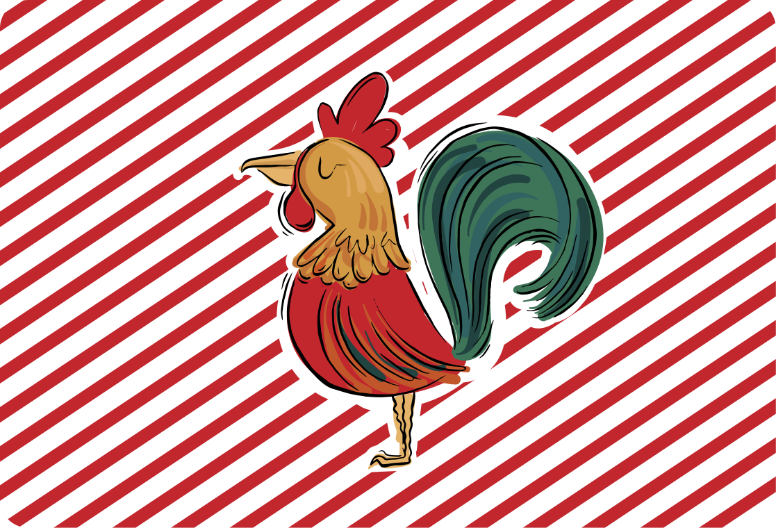 Vinyl teppich tiere im bunten hahn design original - TenStickers