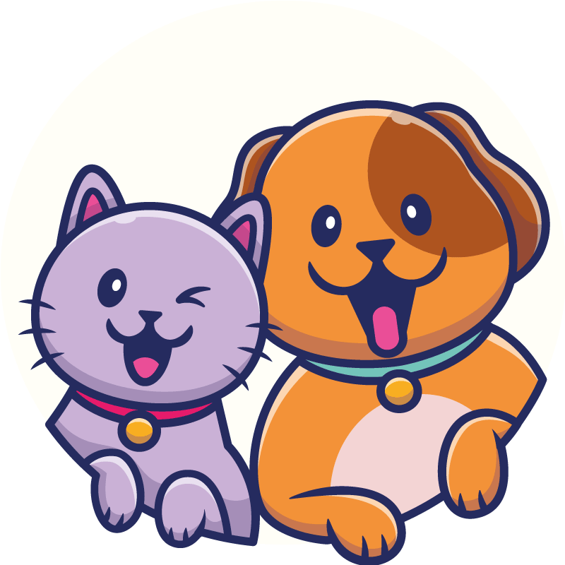 Vinyl teppich tiere verspielte katze und hund - TenStickers