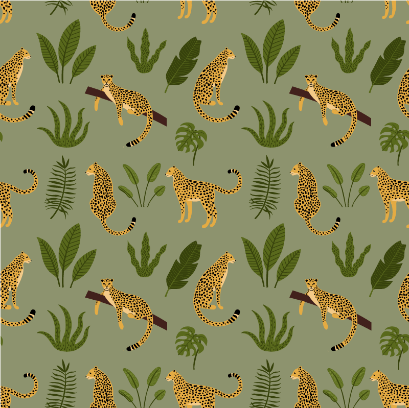 Vinyl teppich tiere im leopardenmuster dschungel - TenStickers