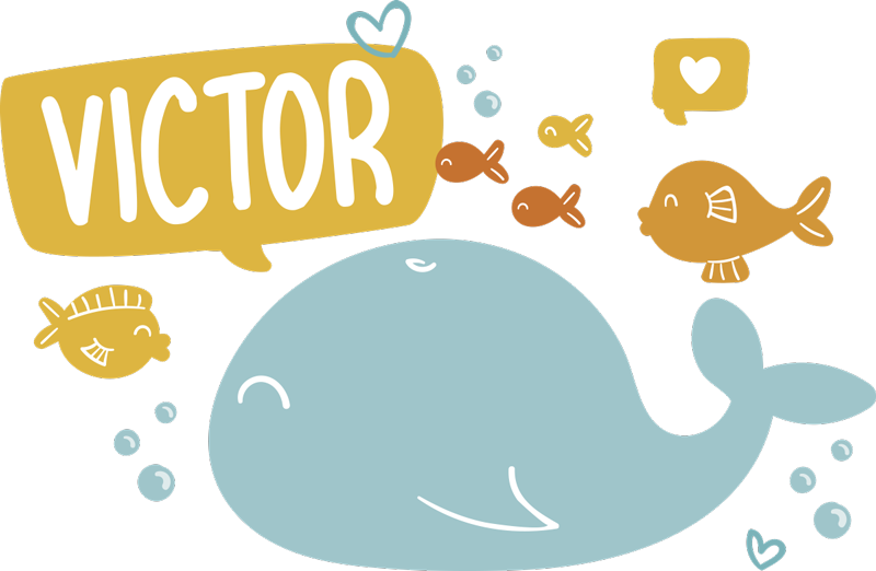 Vinyl teppich tiere mit süßem walfisch design - TenStickers