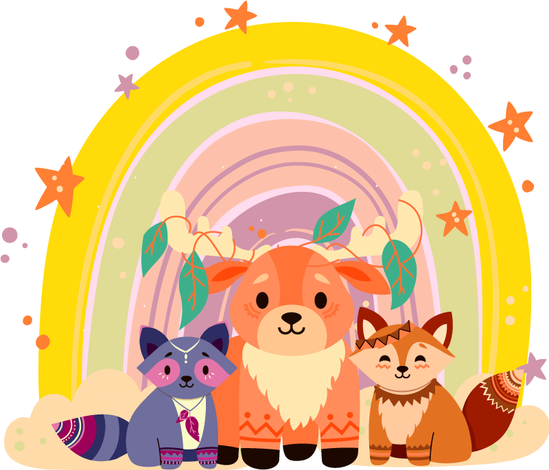 Vinyl teppich tiere charmantes tier trio - TenStickers