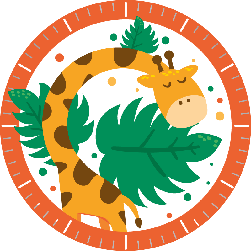 Vinyl teppich tiere und kinderuhr mit giraffe - TenStickers