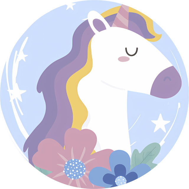 Vinyl teppich tiere einhorn mit buntem haar - TenStickers