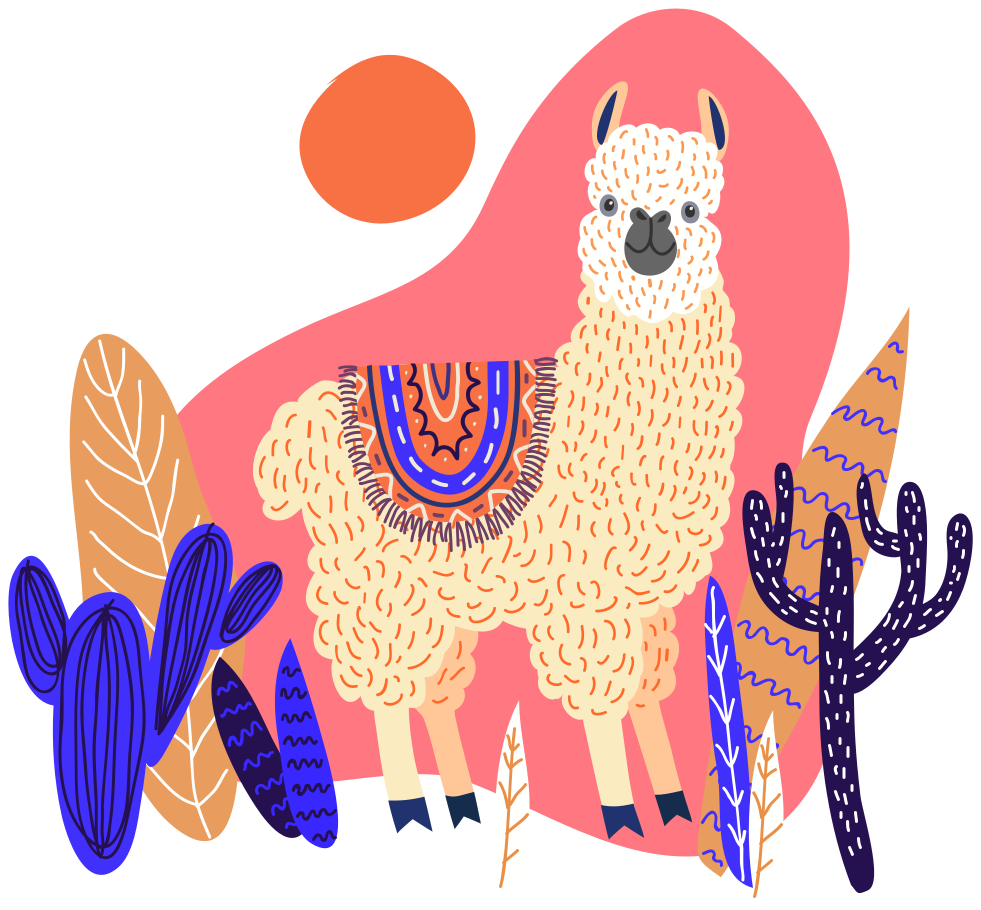 Vinyl teppich tiere peruanische llama und kaktus - TenStickers