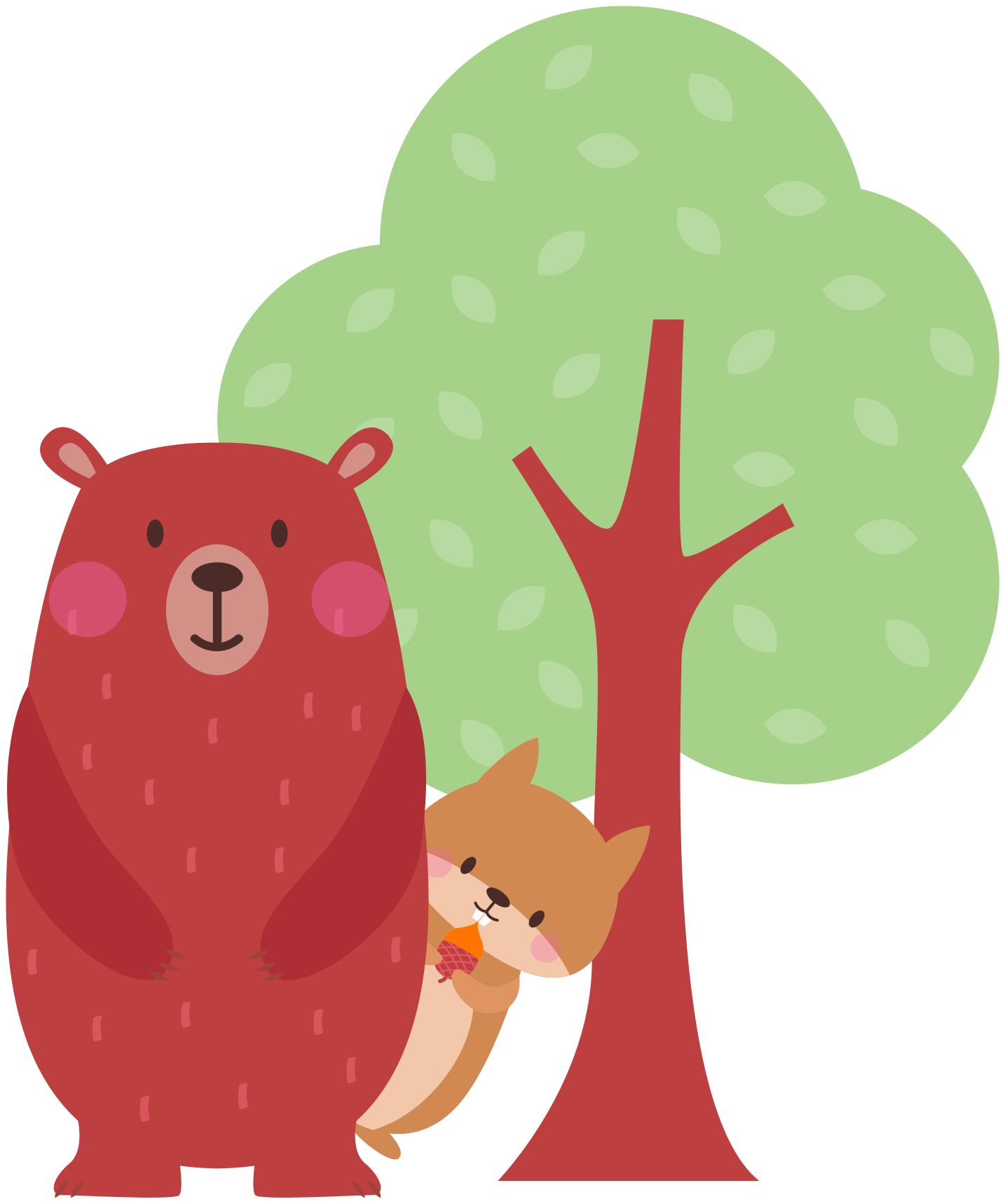 Vinyl teppich tiere tierfreundschaft eichhörnchen und bär - TenStickers
