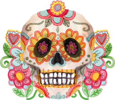 Vinyl teppich halloween aquarella blumen schädel - TenStickers