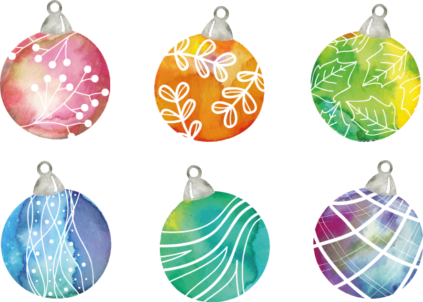 Vinyl teppich weihnachten mit aquarell weihnachtskugeln - TenStickers