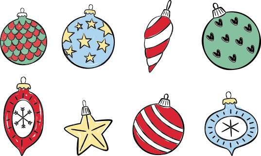 Vinyl teppich weihnachten mit vintage christbaumkugeln - TenStickers