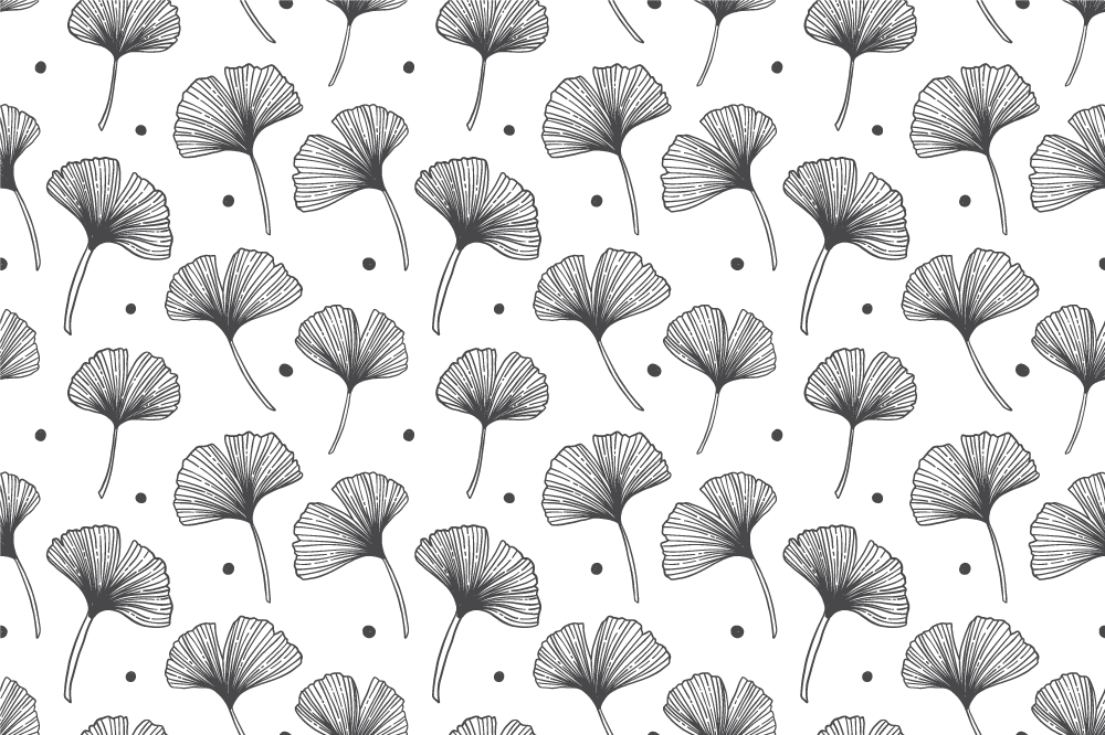 Vinyl teppich blumen mit ginkgo-blättern weißes muster - TenStickers