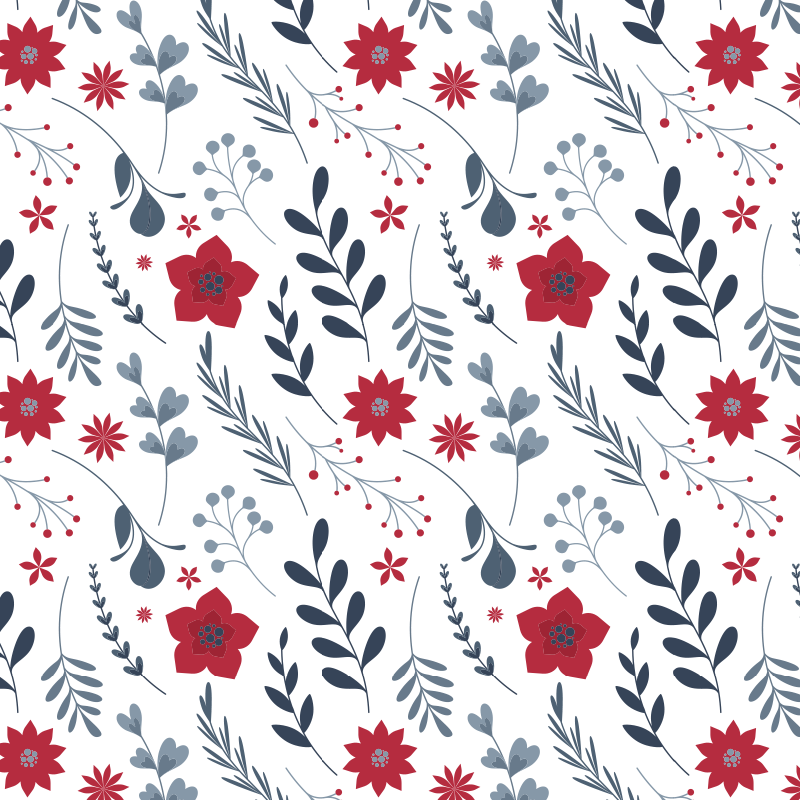 Vinyl teppich blumen rot und weiß gemustert - TenStickers