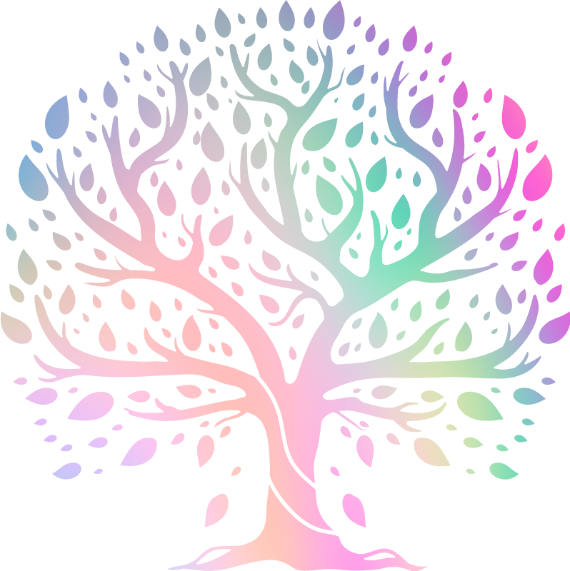 Vinyl teppich blumen lebensbaum regenbogenfarben - TenStickers
