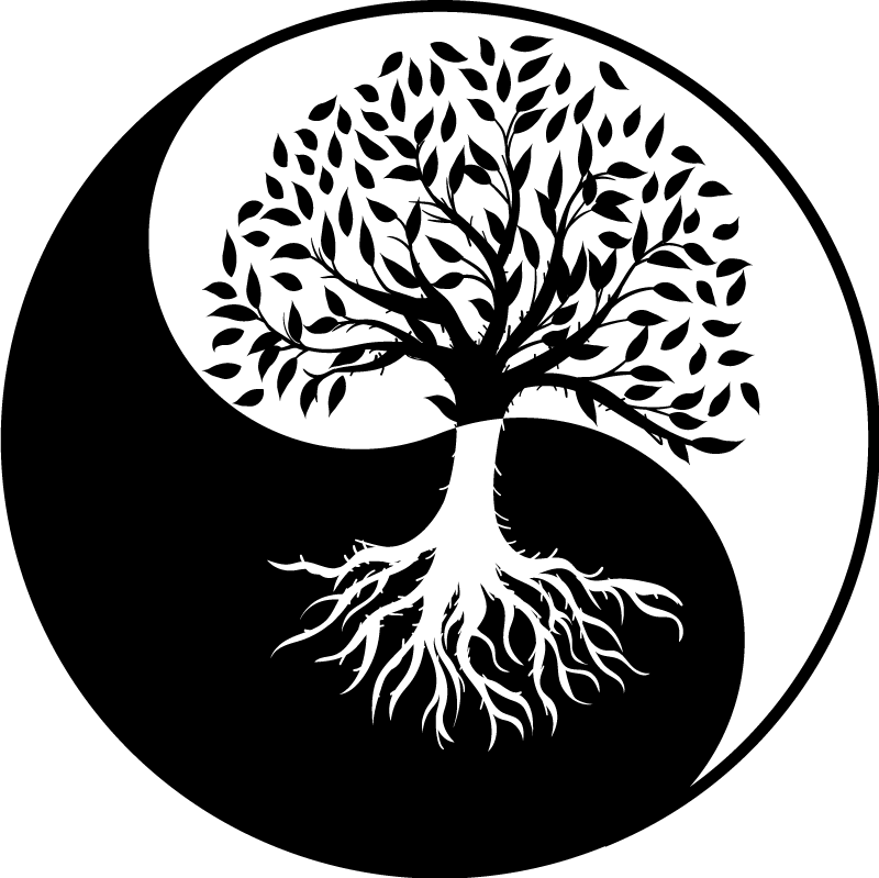 Vinyl teppich blumen lebensbaum ying und yang - TenStickers