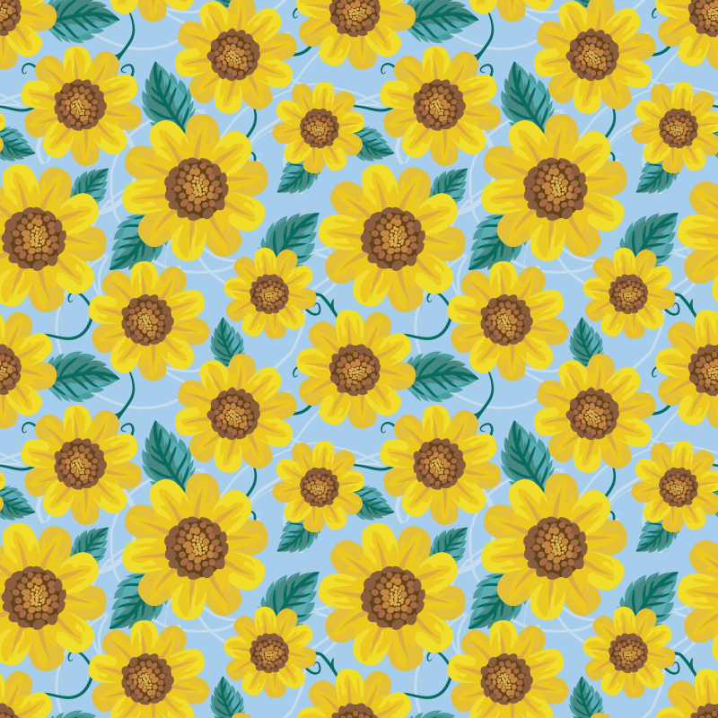 Vinyl teppich blumen mit sonnenblumenmotiven - TenStickers