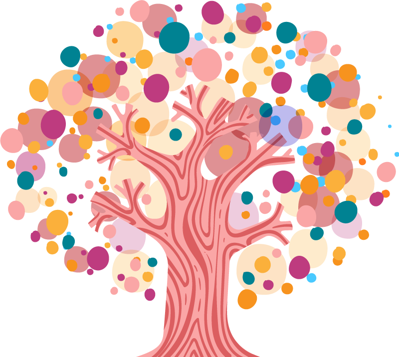 Vinyl teppich blumen mit bunter baum-silhouette - TenStickers