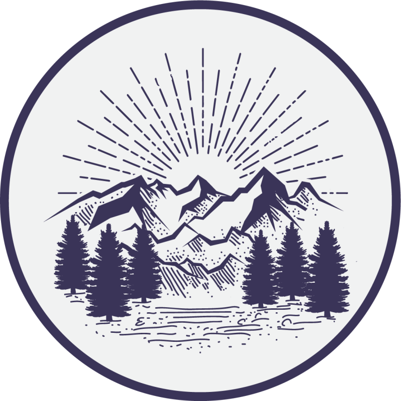 Vinyl teppich blumen berglandschaft kreis - TenStickers