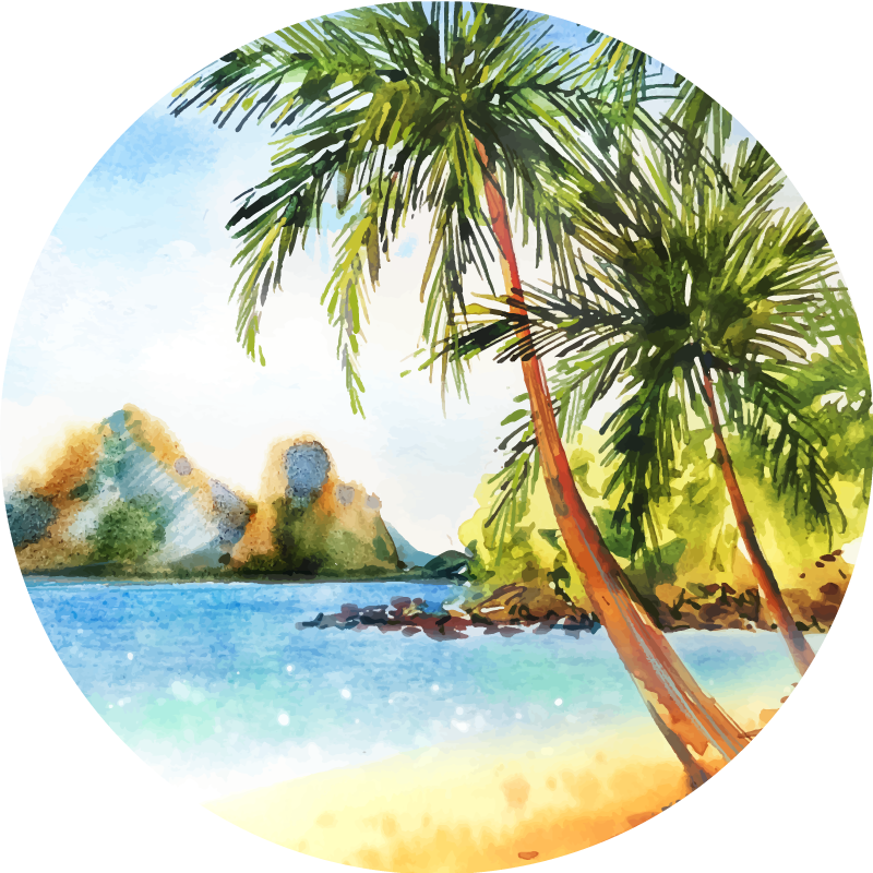 Vinyl teppich blumen aquarellpalmen - TenStickers