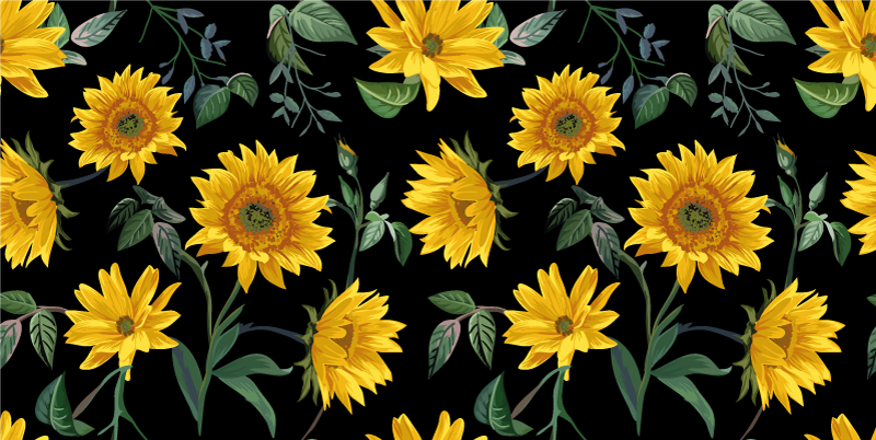Vinyl teppich blumen vintage sonnenblume - TenStickers